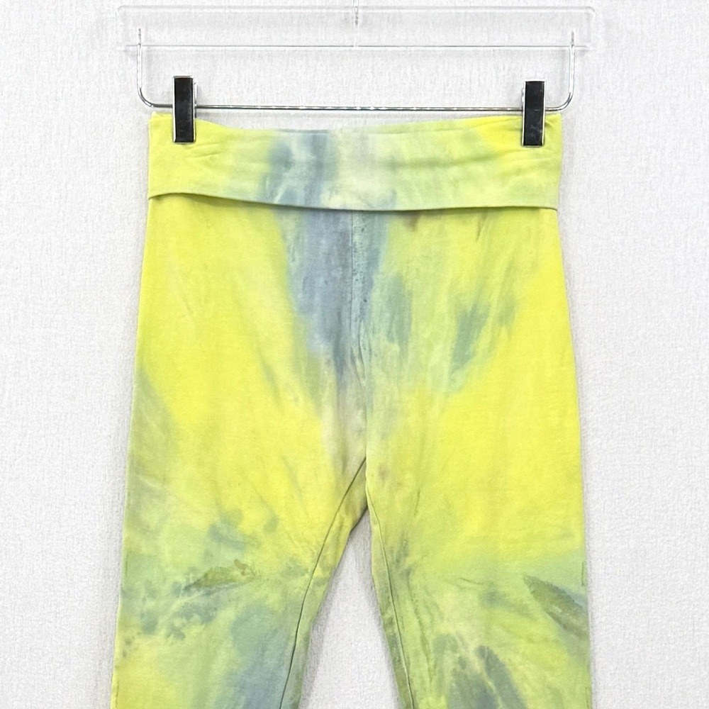 HARD TAIL Tie Dye Cropped Leggings Womens Small Fold Over Waist Yoga Pants Y2K - Picture 6 of 12